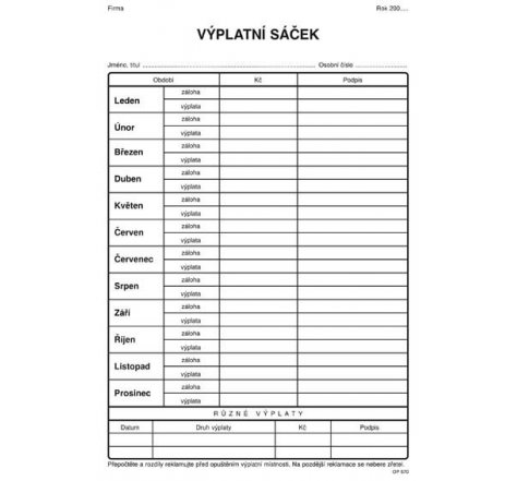 Výplatní sáček OP 1570