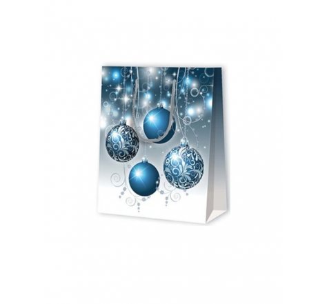 Taška vánoční malá modré ozdoby