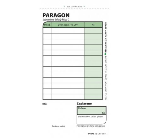 Paragon OP1070 nečíslovaný nepropis