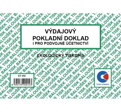Výdajový pokladní doklad  i pro PU Bal ET050