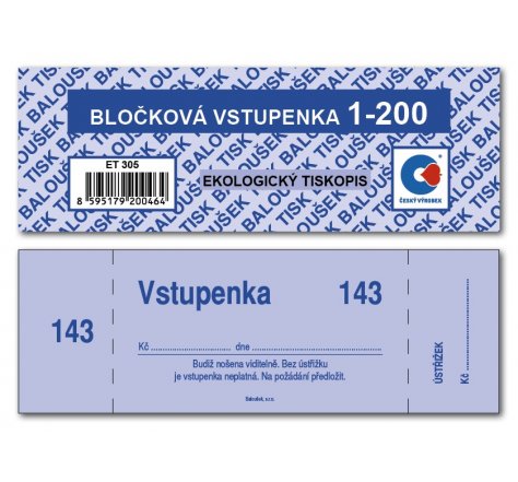 Bločková vstupenka 1-200 Bal ET 305