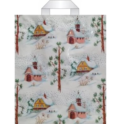 Taška igelitová s uchem zimní chaloupky