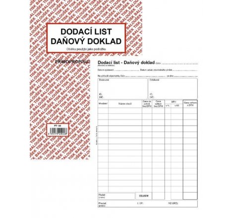 Dodací list A5 propis Bal PT 140