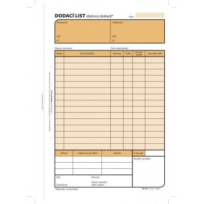 Dodací list A5 OP 1077 SP