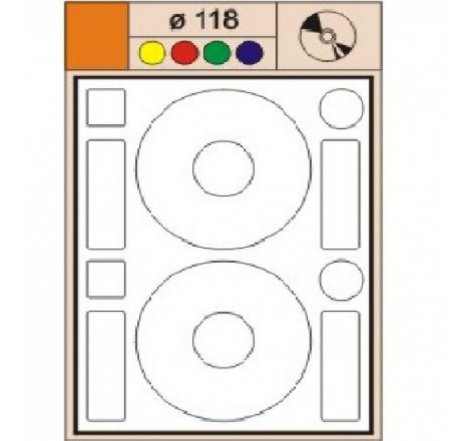 Etikety lep. na A4 průměr 118mm bílé
