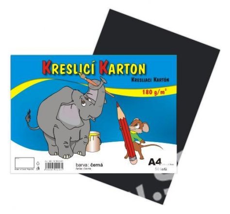 Karton kreslící A4 180g/50ks černý