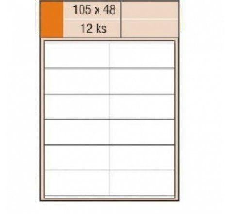 Etikety lep. na A4 105x48 bílé