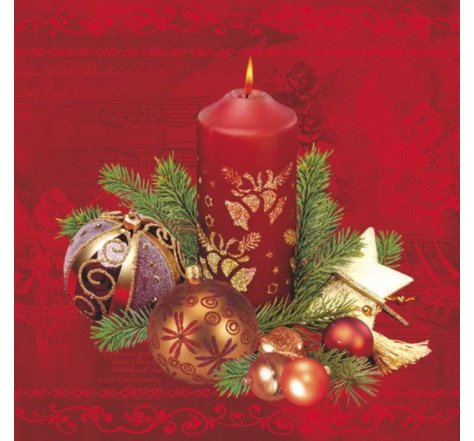 Ubrousky vánoční 33x33cm, 3 vrst. 20 ks svíčka