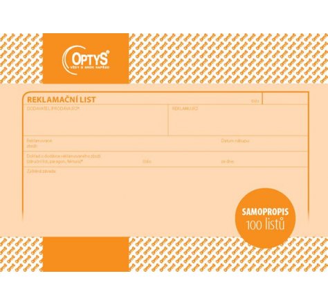 Reklamační list A5 OP 1254