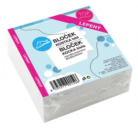 Kostka bílá lepená 8,5x8,5x4