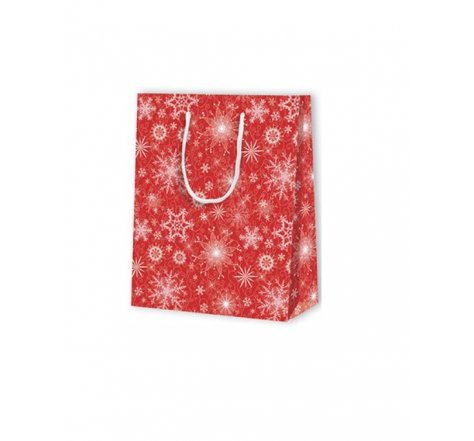 Taška vánoční střední červená vločky