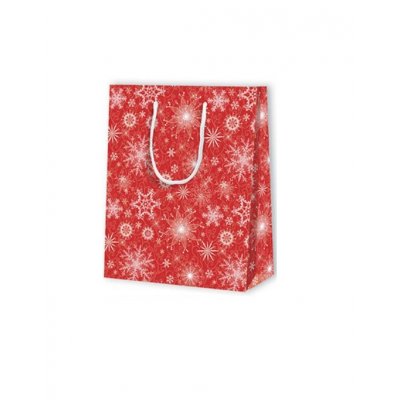 Taška vánoční střední červená vločky