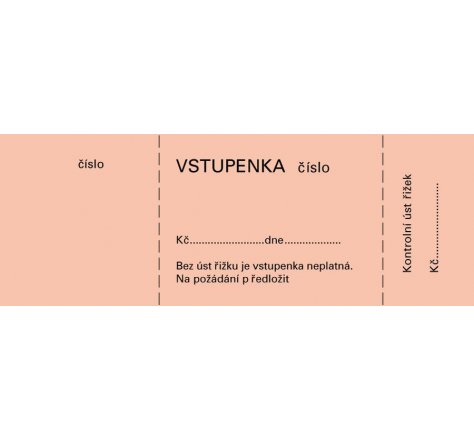 Bločková vstupenka 1-100 listů OP 1267