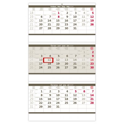 Kalendář nástěnný tříměsíční šedý H