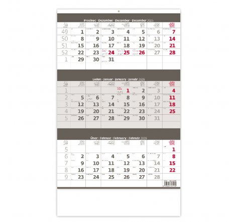 Kalendář nástěnný tříměsíční šedý H