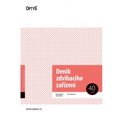 Deník zdvihacího zařízení OP 1227