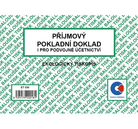 Pokladní dokl.příjmový  PU  ET030