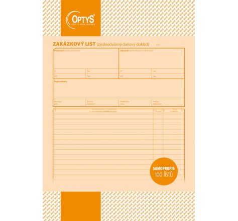 Zakázkový list A4 propis OP1084