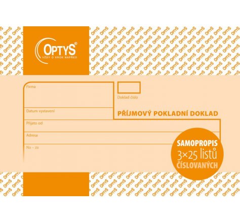Pokladní dokl.příjmový 3x25 OP1082 propis