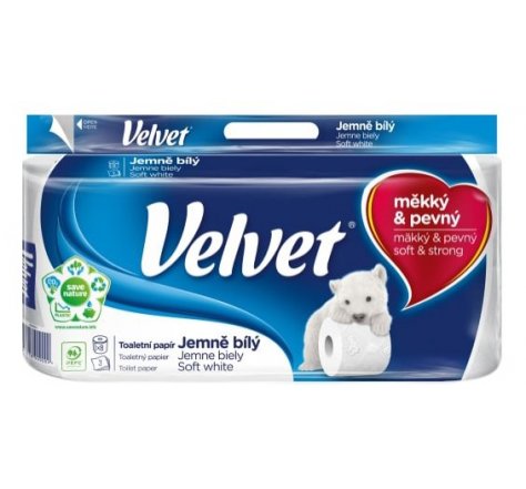 Toaletní papír Velvet 3vr 8 ks  jemně bílý