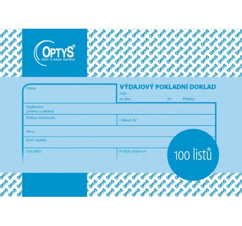 Výdajový pokladní doklad  nečísl. OP1037