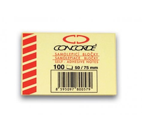 Bloček samolep žlutý 50x75 conc 