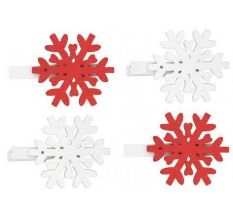 Kolíček vločka 4,5 cm dřevo/4 ks