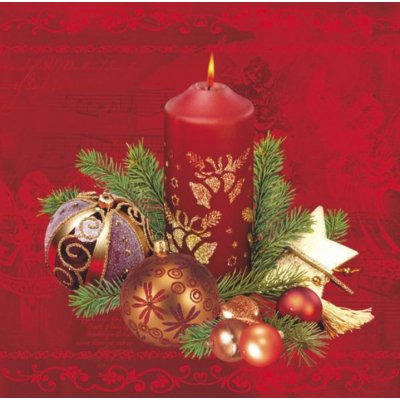 Ubrousky vánoční 33x33cm, 3 vrst. 20 ks svíčka