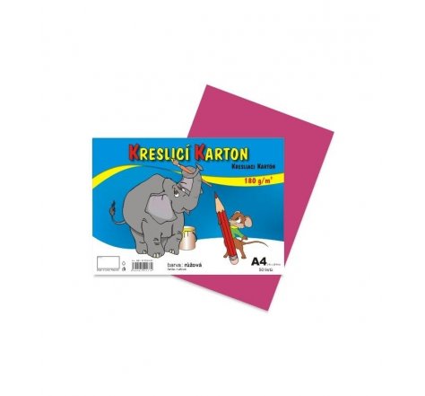 Karton kreslící A4 180g/50ks růžový