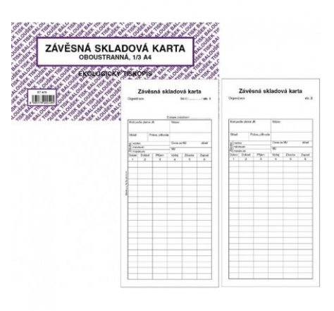 Skladová karta oboustr. 1/3 A4 ET 470