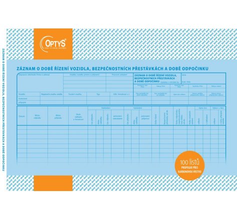 Záznam o době řízení,bezp.přest.OP1174