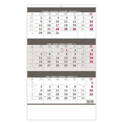Kalendář nástěnný tříměsíční šedý H
