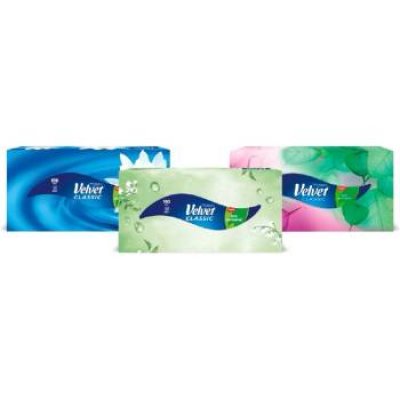 Kapesníčky v krab.vytahov.VelvetClasic 2vrst. 100 ks